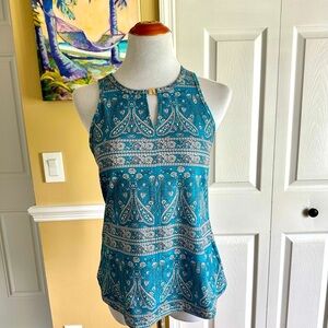 Teal Paisley Sleeveless Top